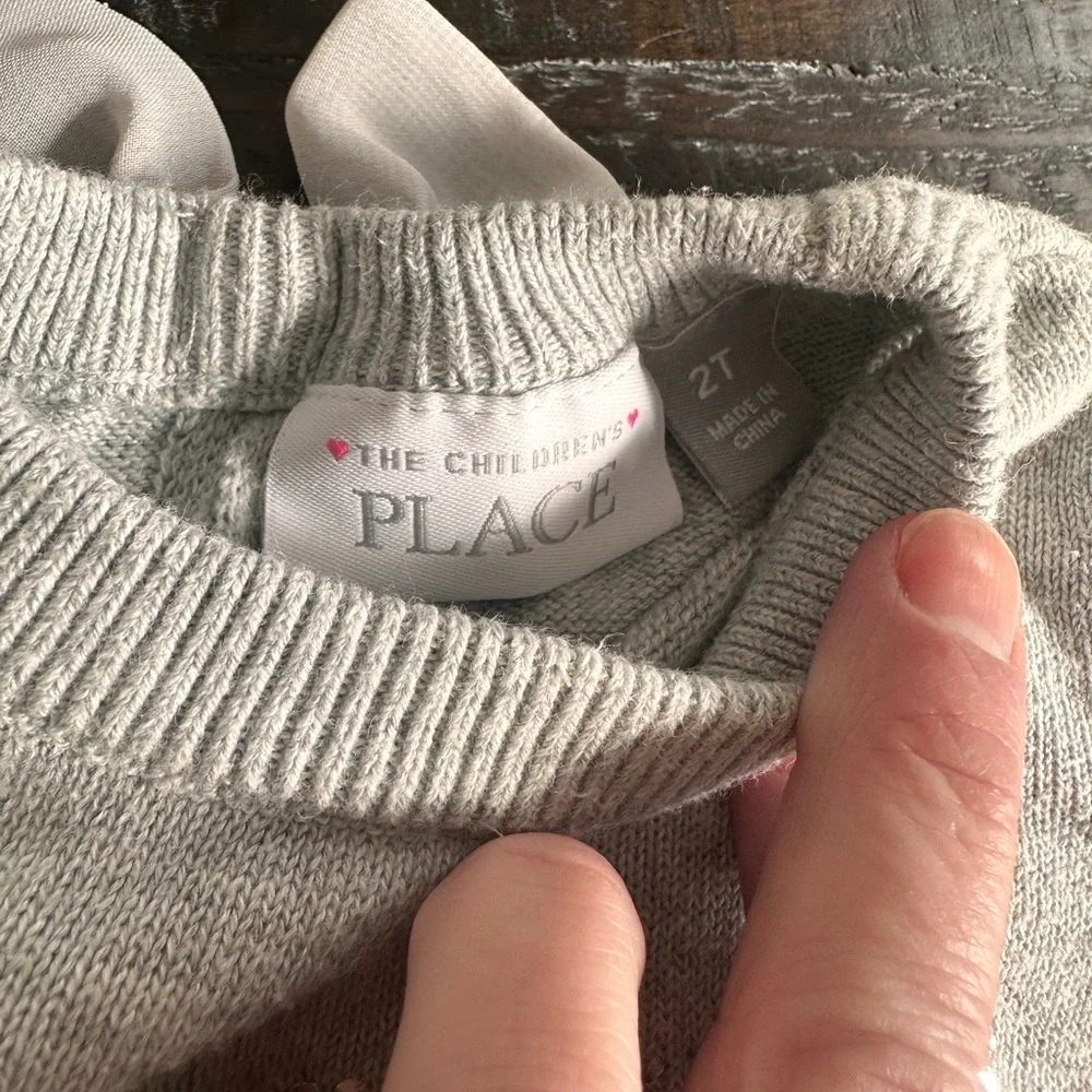 The Children's Place Gray LOVE Sweater with Bow Detail 2t girls toddler